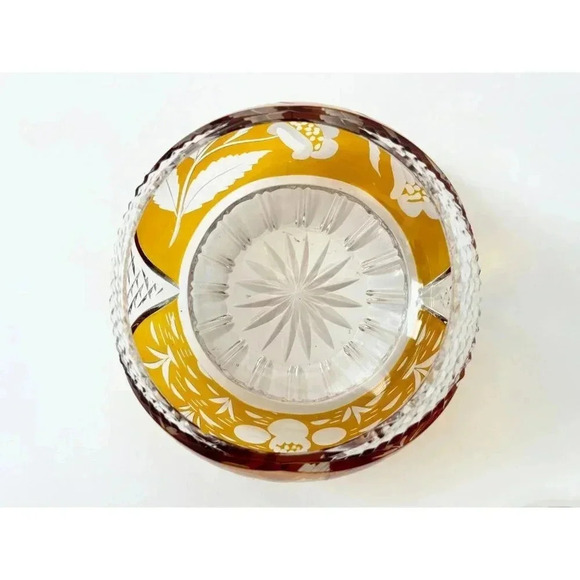 Julia Vintage Crystal Factory Diamond Cut Glass Swan & Foliage Polish Made Jar - Picture 7 of 9